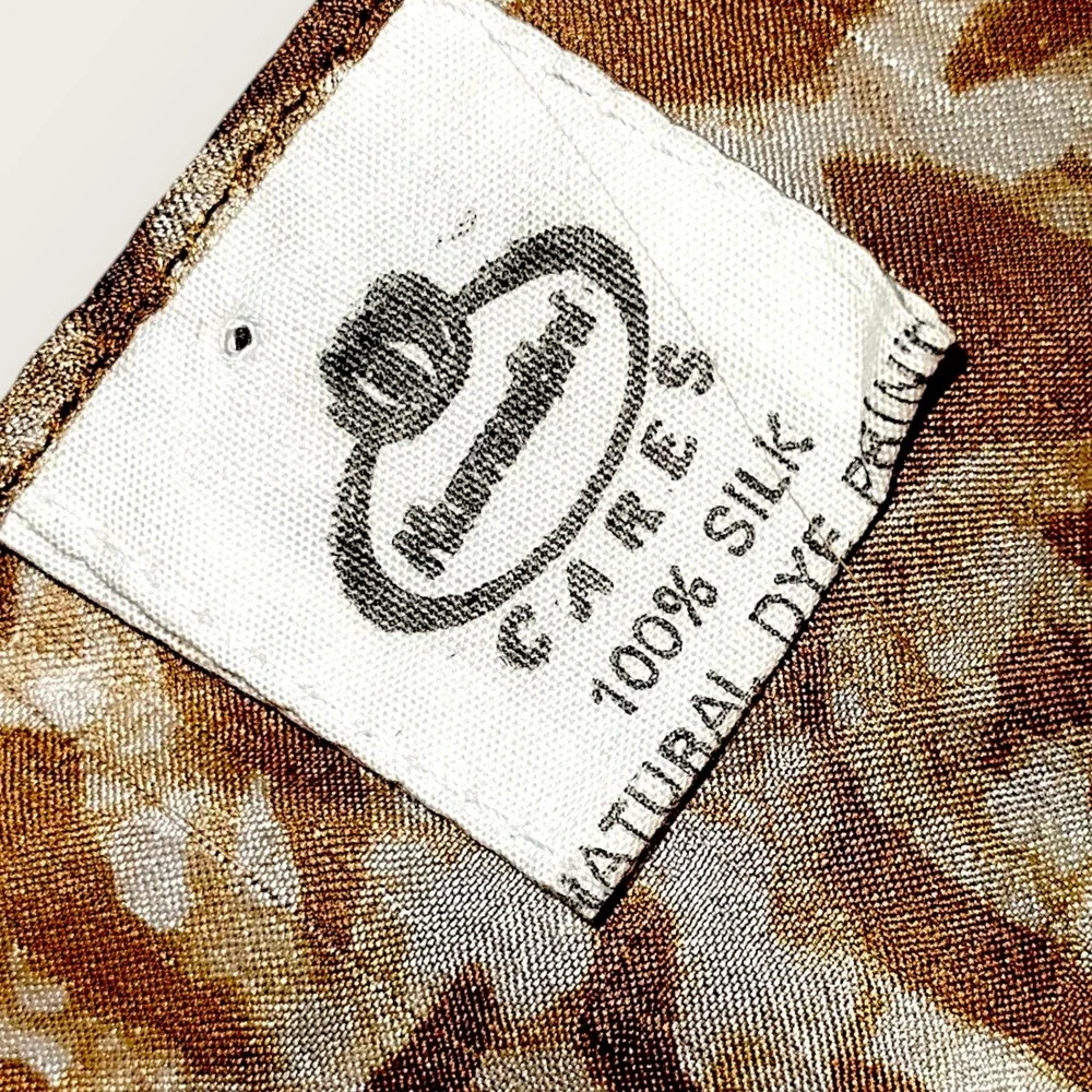 Vintage Marushka‎ Brown Butterfly Silk Scarf Rectangle Natural Screen Print